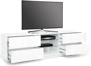 Centurion Supports Avitus Premium High Gloss White with 4-White Drawers and 2 Shelves up to 65" LED, OLED, LCD TV Cabinet