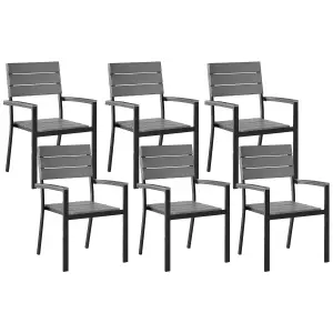 Set of 6 Garden Chairs COMO Grey