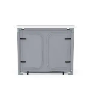 Dark Gray Folding Portable Outdoor Camping Kitchen Table Cabinet Storage BBQ Cook Station 100cm W