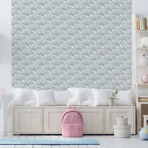 Muriva Blue Floral 3D effect Embossed Wallpaper