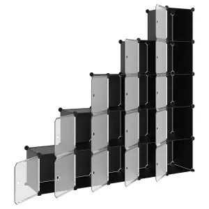 Berkfield Storage Cube Organiser with 15 Cubes and Doors Black PP