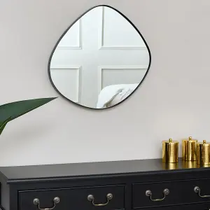 Melody Maison Black Asymmetrical Pebble Wall Mirror 50cm x 50cm