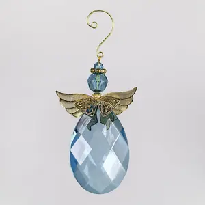 Acrylic Crystal Angel Hanging Figurine Ornament Blue/Gold