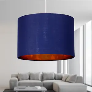 First Choice Lighting Navy Blue 25cm Light Shade with Gold Inner