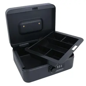 Combination Petty Cash Box Money Coin Tin Deposit Security Safe Organiser Black