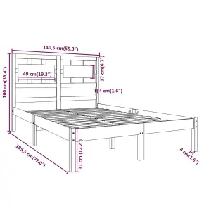 Berkfield Bed Frame White Solid Wood 135x190 cm 4FT6 Double