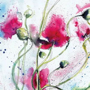 Poppies Watercolour Mural - 384x260cm - 5443-8