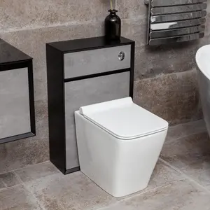 Declan Black & Concrete Back to Wall Toilet WC Unit (W)500mm (H)790mm