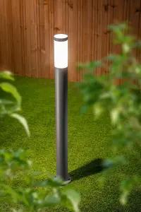 CGC Outdoor Post Pathway Light 1m Anthracite Dark Grey Opal Diffuser Garden