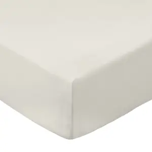 Bianca Fine Linens Bedroom 200 Thread Count Cotton Percale Fitted Sheet 32cm Depth Cream