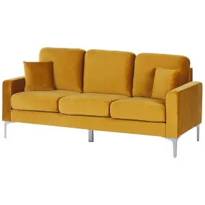 3 Seater Velvet Sofa Yellow GAVLE