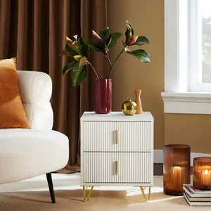 Aldea 2 Drawer Bedside Table White