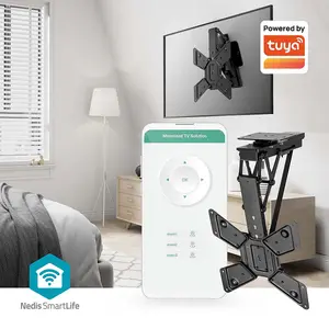 Smart Motorised Folding TV Ceiling Mount Bracket for 23-65" Screen Max 30kg Adjustable Tilt and Swivel with Remote Control