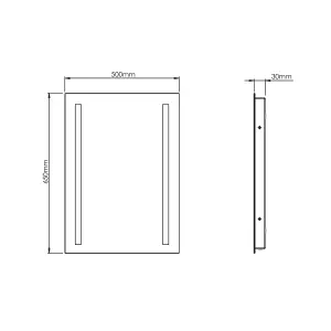 Sensio Isla White Rectangular Wall-mounted Bathroom & WC Illuminated mirror (H)65cm (W)50cm