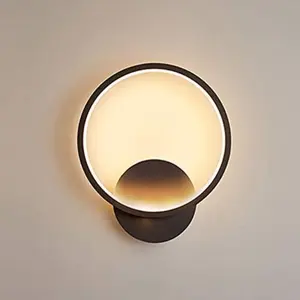 Round Led Wall Light, Warm White 3000K Acrylic Wall Lamp Black