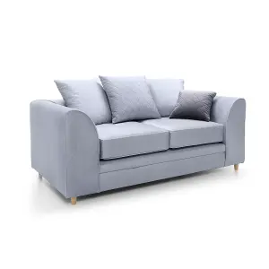 Chicago Velvet 2 Seater Sofa in Silver Blue