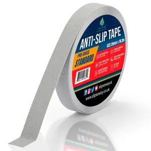 Non Slip Tape Roll Pro Standard Grade -Indoor/Outdoor Use by Slips Away - Grey 25mm x 18m