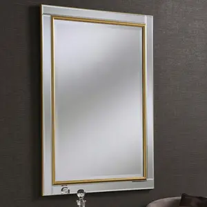 Abbate Rectangle Wall Mirror Gold / 106.5cm H x 75cm W