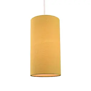 Contemporary and Stylish Mustard Ochre Linen Fabric Tall Cylindrical Lampshade