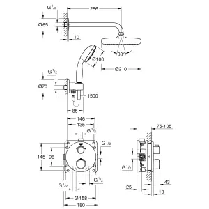 Grohe Precision trend Wall-mounted Thermostatic Shower kit with 2 shower heads