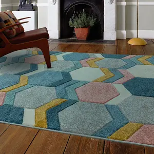 Multi Rug Geometric Modern Easy to clean Rug for Dining Room-200cm X 290cm