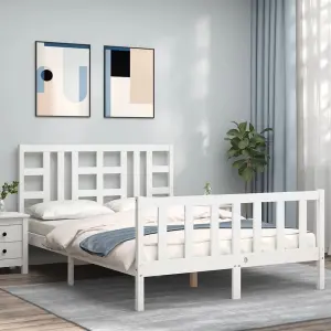 Berkfield Bed Frame with Headboard White 160x200 cm Solid Wood