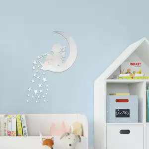 Magic Tinker Bell Moon and Stars Mirror Stickers Nursery Home Decoration Gift Ideas 26 pieces