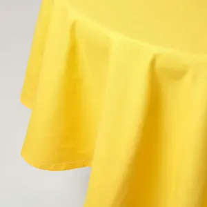 Homescapes Yellow Cotton Round Tablecloth 178 cm