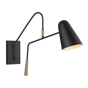 Elstead Simon 1 Light Wall Light, Midnight Black, E27