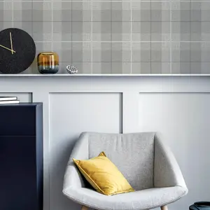 Arthouse Country Tartan Grey Wallpaper