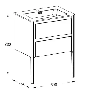 Sutton White Floor Standing Bathroom Vanity Unit with Integrated Resin Basin (W)590mm (H)830mm