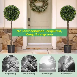 Costway Artificial Boxwood Topiary Tree Fake Greenery Plant Topiary Ball Tree