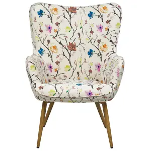 Wingback Chair VEJLE with Footstool Fabric Cream