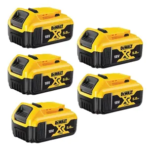 5 x Dewalt DCB184 5.0ah 18v XR Lithium Ion Li-Ion Battery - LED Charge Indicator