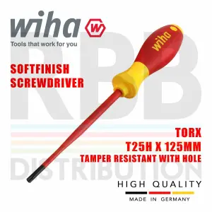 Wiha Torx Screwdriver T25H SlimFix Fit SoftFinish VDE Electrician Security 41144