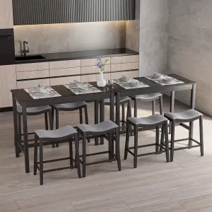 Costway 5PCS Dining Table Set Kitchen Counter Height Table with 4 Upholstered Stools