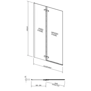 Dezine 5mm Straight Shower Bath Screen, Central Hinge