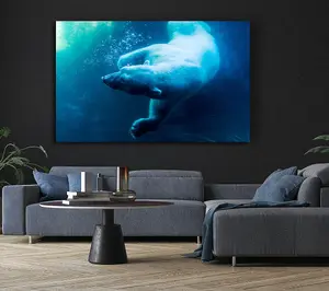 Polar Bear Swimming Canvas Print Wall Art - Medium 20 x 32 Inches