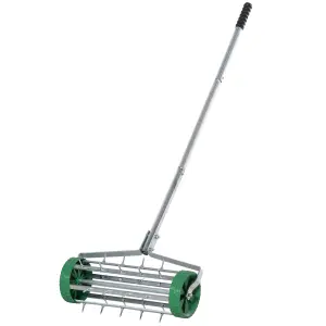 Outsunny Lawn Aerator Outdoor Grass Care Heavy Duty Garden Roller Manual Handle