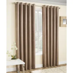 Biller Eyelet Thermal Light Reducing Curtain (Set of 2) Latte / 168cm Width x 183 cm Drop