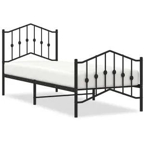 Berkfield Metal Bed Frame without Mattress with Footboard Black 90x190cm