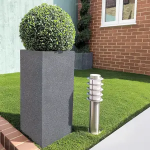 Set of 2 IDEALIST™ 50cm Tall Planter, Grey Reinforced Stone Garden Tall Square Planters, Outdoor Plant Pots L21 W21 H50 cm, 22L