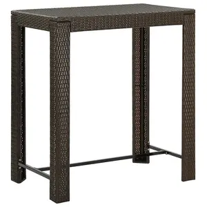 Berkfield Garden Bar Table Brown 100x60.5x110.5 cm Poly Rattan