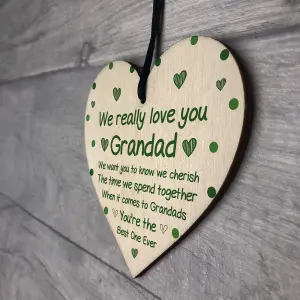 Fathers Day Birthday Gifts For Grandad Wood Heart Thank You Grandparent Gift