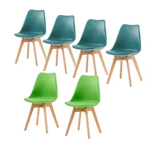 Nero Upholstered Dining Chair (Set of 6) Blue/Dark Green