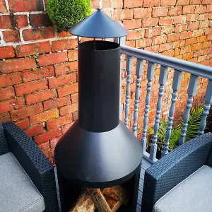 Metal Outdoor Log Burner with Integrated Log Storage