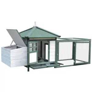 PawHut Chicken Coop Hen Poultry House w/ Nesting Box Outdoor Run Patio Wooden