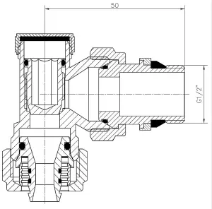 Invena 16mm x 1/2 Inch Angled Manual Return Outlet Radiator Valve PEX Compression Fittings