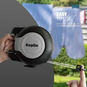 KEPLIN Retractable Washing Line - 30m Outdoor Clothesline, Wall Mountable and Heavy Duty Laundry Airer (30 Metres)