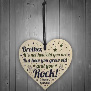 Red Ocean BROTHER Birthday Card Gift Wooden Heart Funny Brother Gift For Men Keepsake Plaque